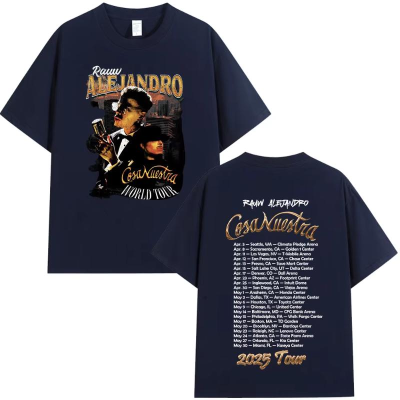 Singer Rauw Alejandro Cosa Nuestra 2025 Tour Tshirt Unisex Unisex Vintage Short Sleeve T Shirt Cotton Casual Oversized Tshirts