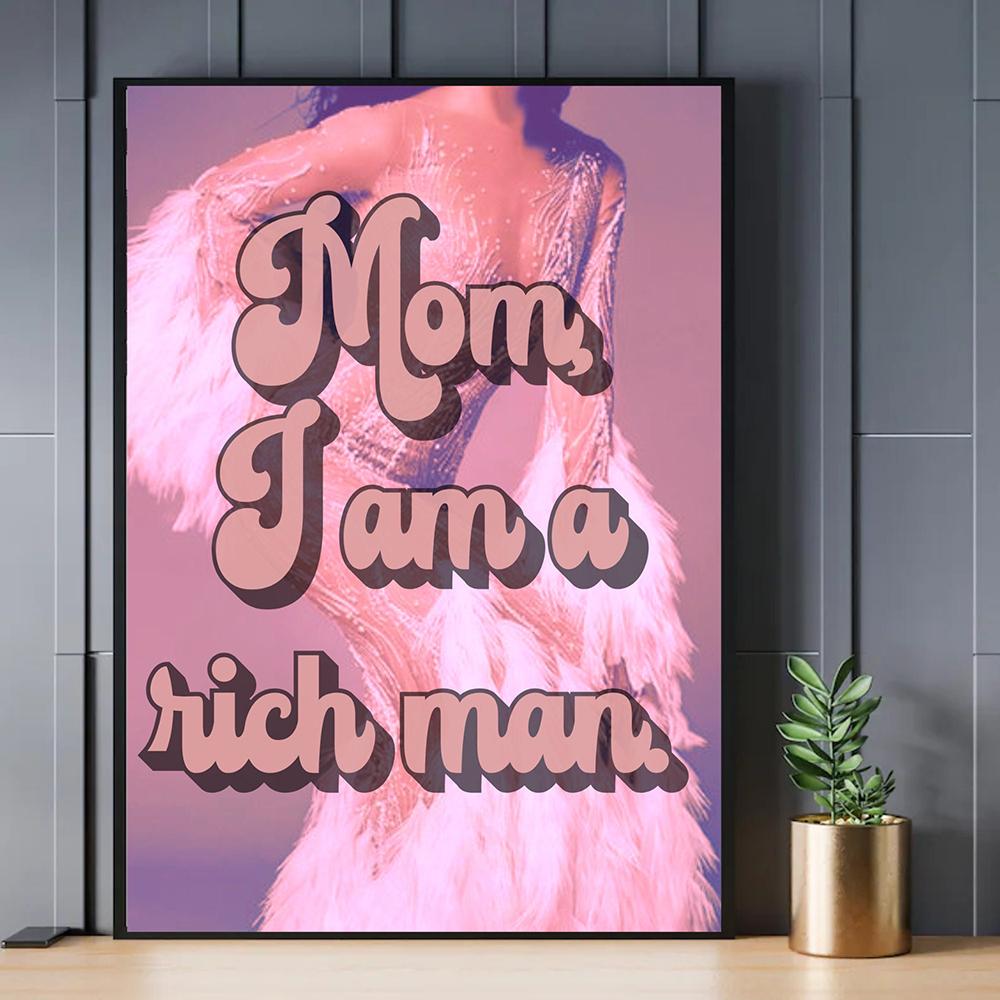 Мама, я богатый человек. Распечатайте эстетические плакаты, минималистские украшения, оригинальные репродукции, модные ретро-стены