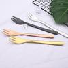 Dinnerware 304 Stainless Steel Dinner Fork 4pcs Cutlery Set Dessert Fork Long Handle Gold Black Fork Set for Family Party