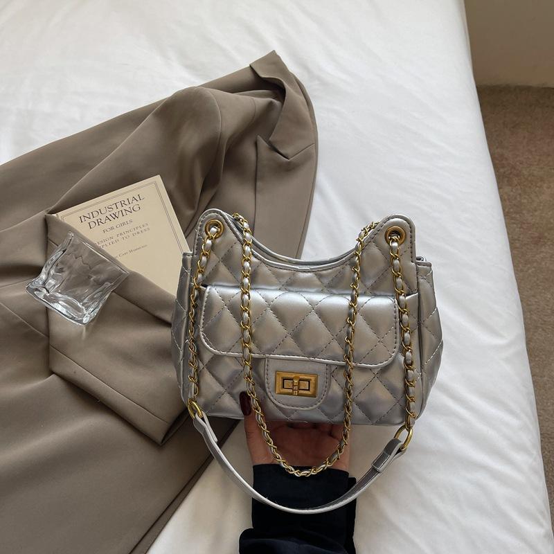 Premium Texture Diamond Chain Underarm Women's New Trendy Versatile Popular Small Square Bag Crossbody Women's Shoulder Bag