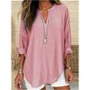 2023 Women's Autumn/Winter V-Neck Cotton Linen Plus Size Shirt - European & American Style