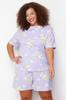 Women's Fashion Lilac Rabbit Patterned Knitted Pajama Set