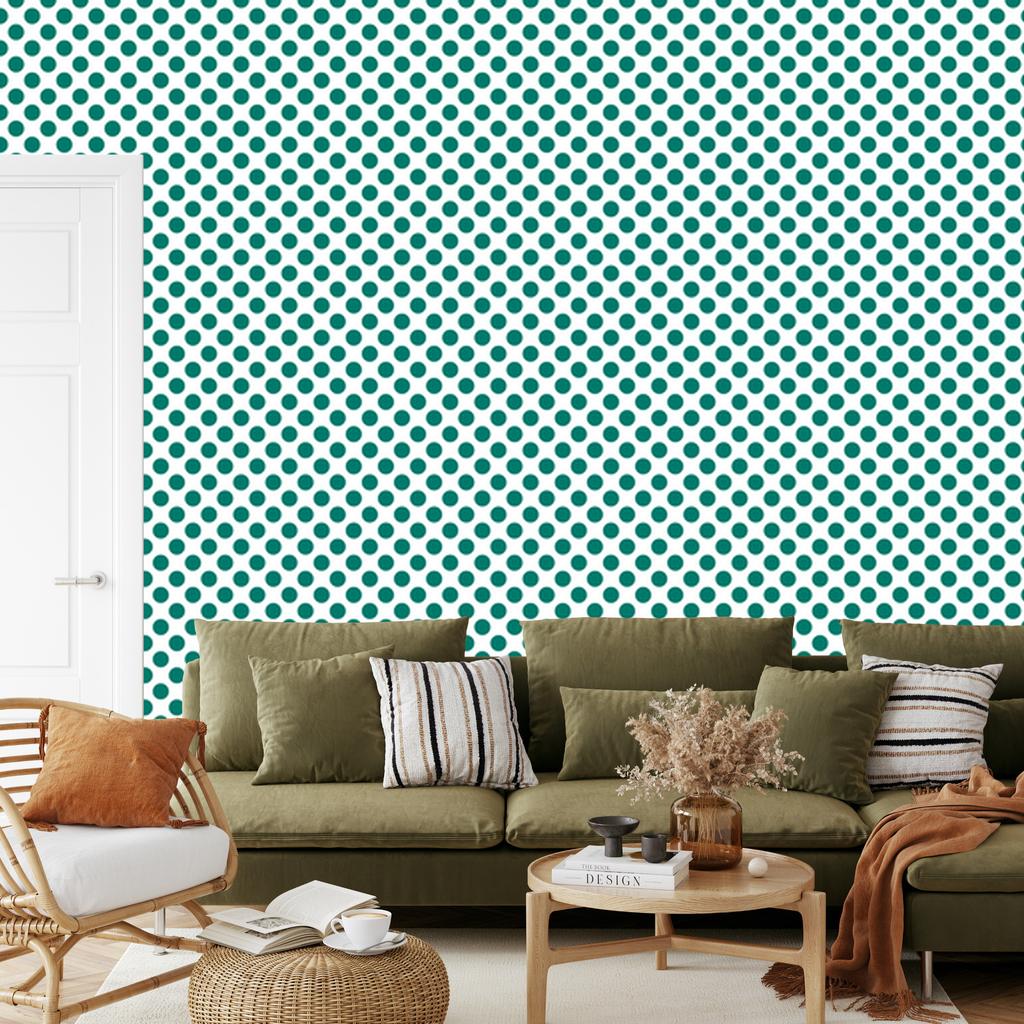 White and Sea Dots Wallpaper for Living Room and Bedroom 50x1000
