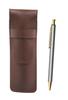 Пенал из зернистой коровьей кожи шоколадного цвета NQ26 Цельнометаллический набор шариковых ручек ударного типа Серый SASTYO-NQ26B-H
