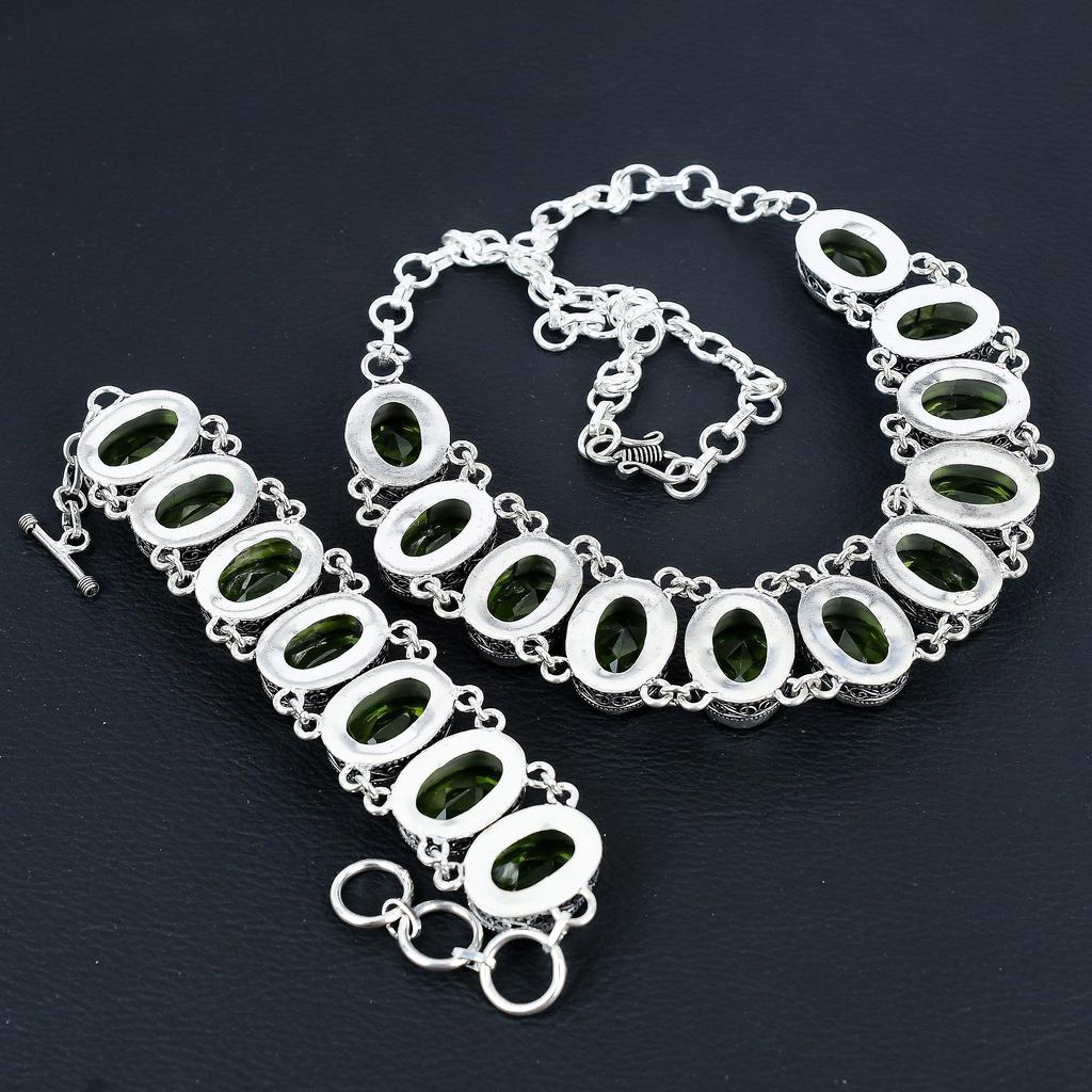 Удивительный драгоценный камень перидот, ручная работа, комплект браслетов из стерлингового серебра 925 пробы, комплект старинных украшений, подарок на День матери