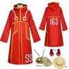 Egghead Island Costume Monkey D Luffy Robe Cosplay Costume 163 Luffy Jacket Coat Hat Outfit Halloween Suit