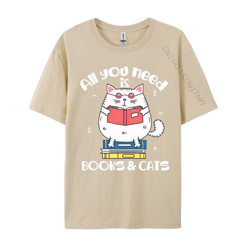 Unisex Funny Tshirts All You Need Is Books Cats Tshirts Reading Book Tshirt Fashion Cotton Tees Custom New Tops Tees