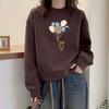 Spring and Autumn Pure Cotton High-waisted Short Sweatshirt for Women Korean Style Long-sleeved Loose Versatile Thin Top