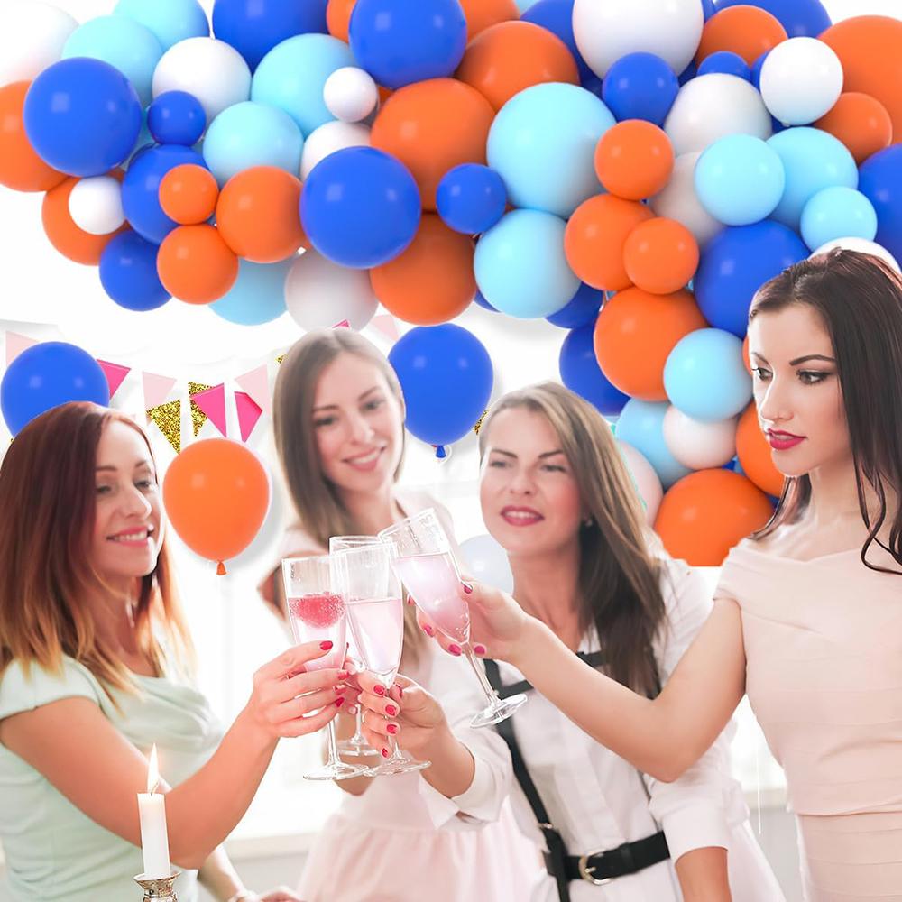 Blue Theme Balloons Arch Kit Orange White Baby Blue Balloon Garland Birthday Party Baby Shower Graduation Retirement Decoration
