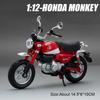 1:12 Модель мотоцикла Honda Monkey Cbr1000 Литая из сплава Игрушечный автомобиль Рулевое управление передним колесом Функция амортизации Транспортное средство Подарок для ребенка