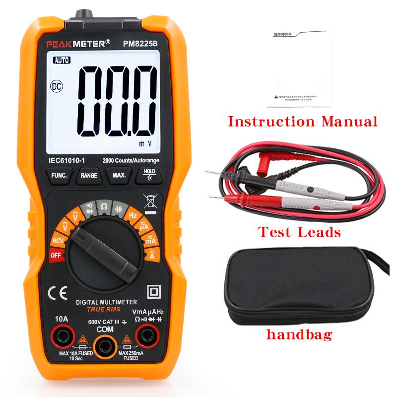 Цифровой мультиметр PEAKMETER PM8225B, Высокая точность, Умный, Защита от перегрузки, Бытовой электросчетчик