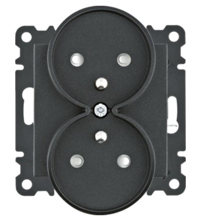 Lumina Double Power Socket with Grounding and Contact Shutter 16A/250Vac Black Wl1343