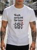 Men's for THINK OUTSIDE THE BOX Graphic T-Shirt - Lettering Crew Neck Short Sleeve Tee, Machine Washable Summer Outdoo