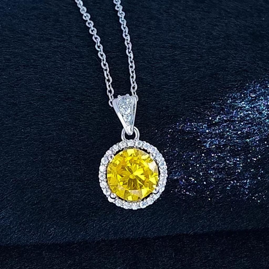 Fashion Versatile Imitation Princess Round Bag Zircon Women's Pendant Necklace Jewelry Qixi Festival Valentine's Day Collarbone Chain