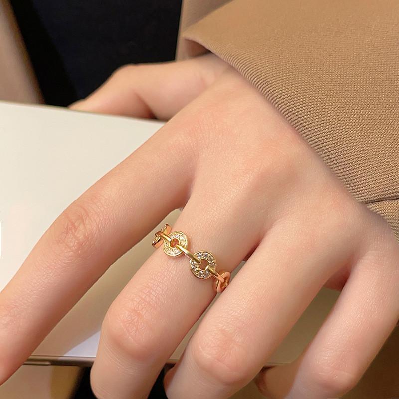 Модное элегантное медное кольцо для женщин, уникальный геометрический дизайн в новом китайском стиле
