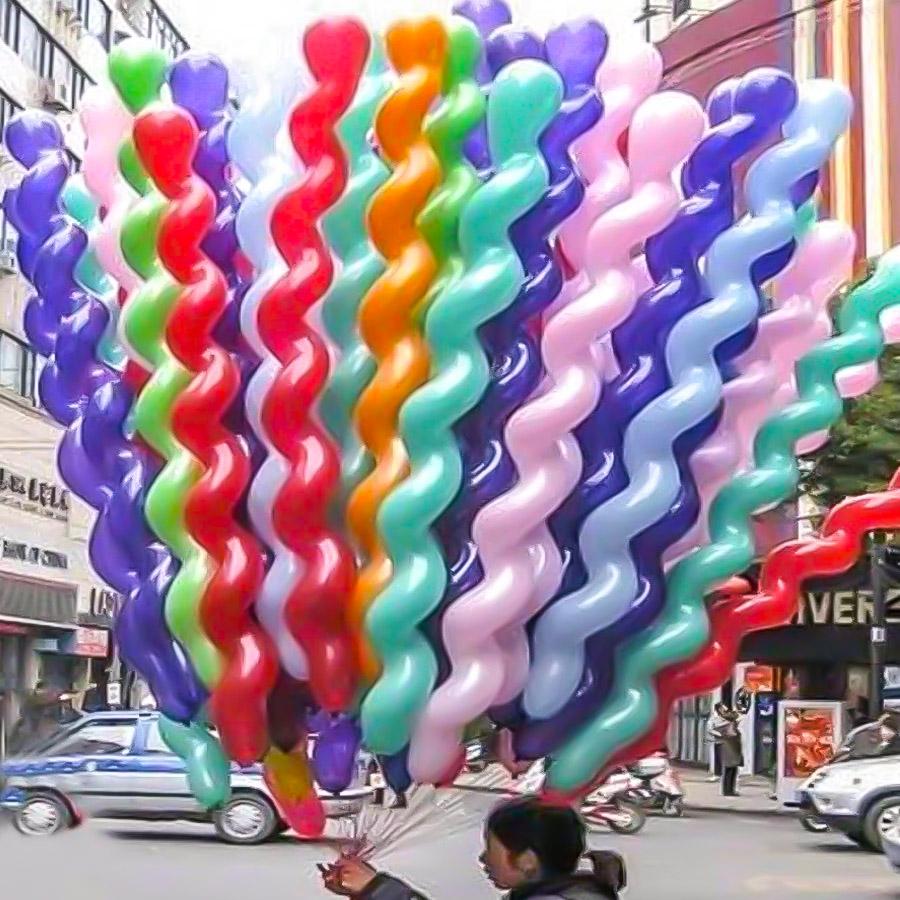 10/50 latex spiral balloons, uniquely colored twisted balloons, decorations for birthdays, weddings, holidays, and parties