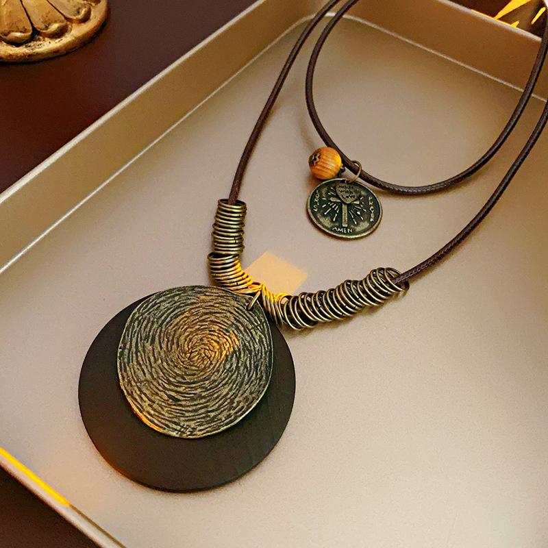 Этнический стиль ретро деревянная цепочка свитера богемный праздничный стиль многослойная одежда длинное ожерелье женские аксессуары ювелирные изделия