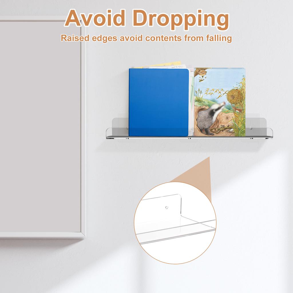4-12 шт. Акриловая настенная полка для хранения, прозрачные подвесные полки для книг, записей, рукоделия и игрушек.