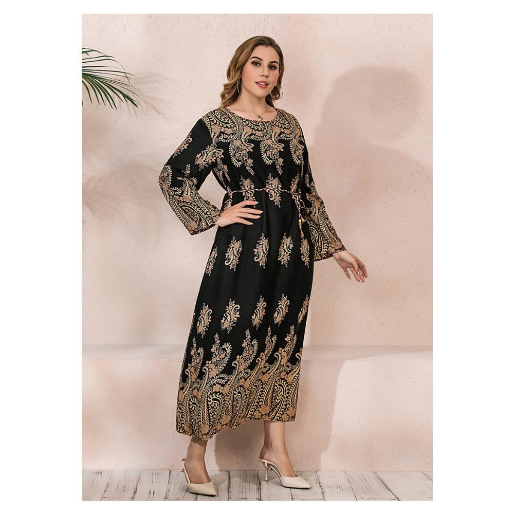 Большие размеры XL-5XL Женские платья Весенние и осенние платья Длинные платья Свободные узкие длинные платья для мам