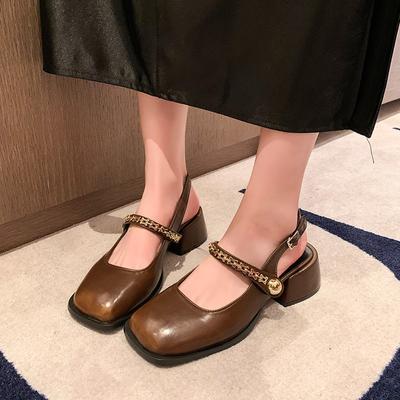 Туфли африканской женщины Мэри Джейн Летние туфли на высоком каблуке Массивные босоножки Темно-синие туфли-лодочки Sweet 2024 Бордовые ремешки Лолита Закрытые черные Bei