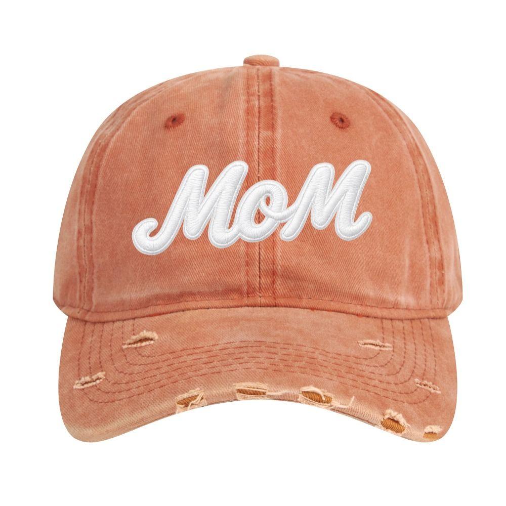 Ripped Brim Washed Cotton Dad Hat Distressed Washed Sun Cap MOM DAD Baseball Cap Family Matching