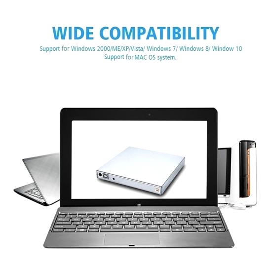 USB 2.0 Slim Writer/Burner/Rewriter/CD ROM External DVD Drive for PC Laptop