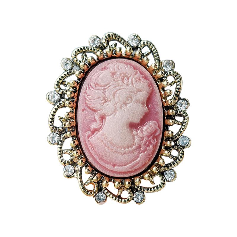 Fashion Cameo Brooch Beauty Head Corsage, Alloy Rhinestone Corsage Clothing, Pin Accessories Women