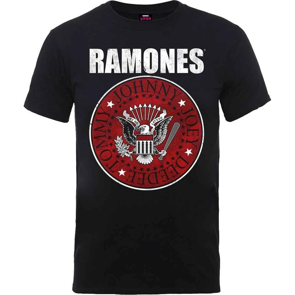 Ramones Red Fill Seal T-Shirt Black New