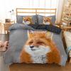 Fox Duvet Cover Set King/Queen Size Orange Lovely Fox Bedding Set For Kids Teens Boys Wild Animal 2/3Pcs Polyester Quilt Cover
