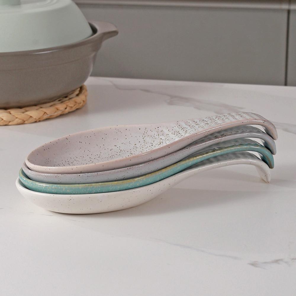 Vintage Porcelain Spoon Rest Anti-skid Texture Utensils Holder Minimalist Ladle Holder Restaurant
