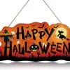 1pcs 2D Halloween Trick-or-Treat Wooden Sign Monster Face Pumpkin Design Rope Hanger Porch Wall or Halloween Garden Party Decora