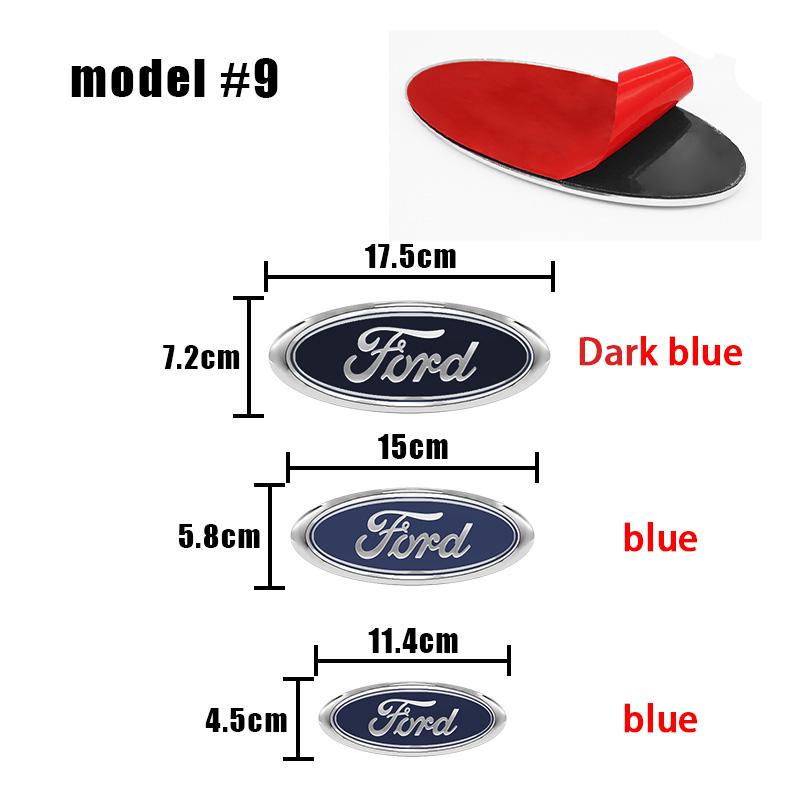 kcajq5 114mm/150mm/175mm Car Front Hood Emblem for Ford Fiesta Range Focus Mondeo Explorer Fusion Transit Edge Auto Rear Trunk Sticker