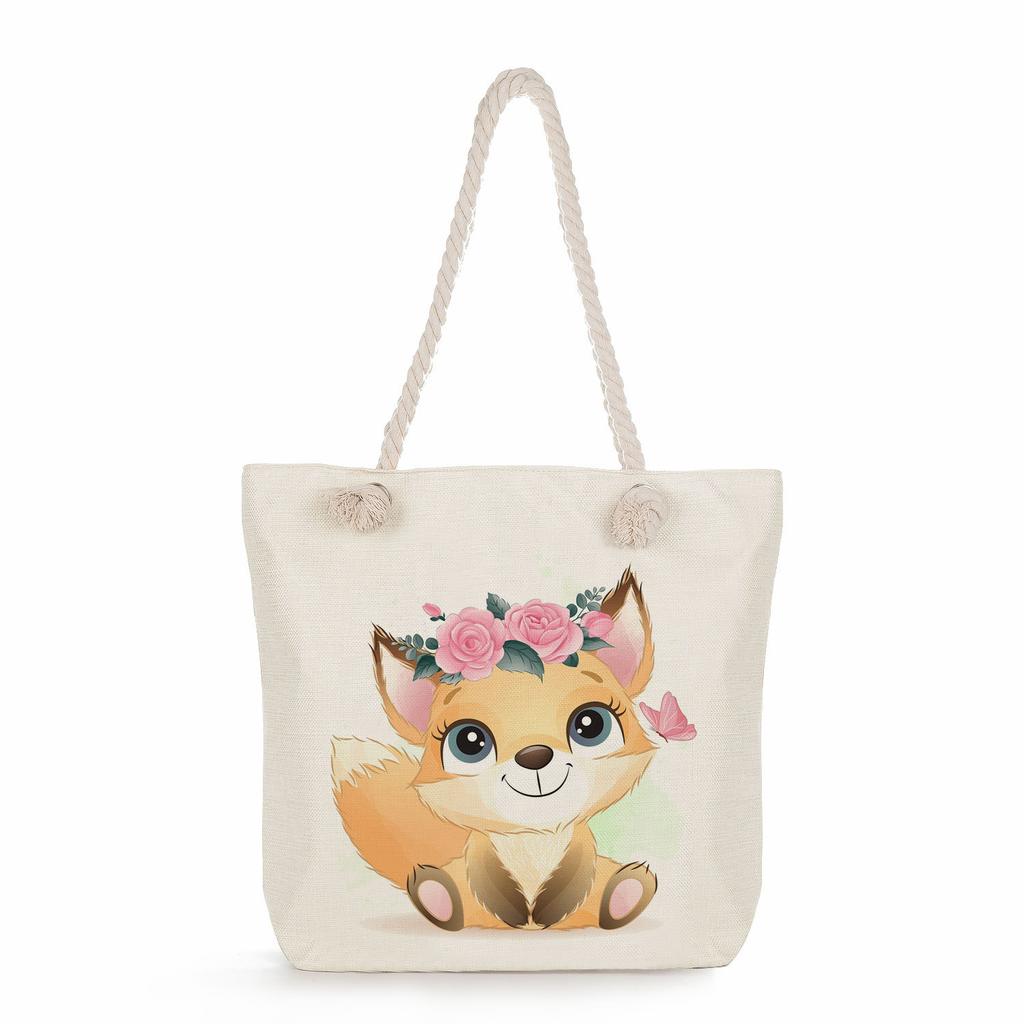 Animal print thick rope single-shoulder beach bag 7286 CLE