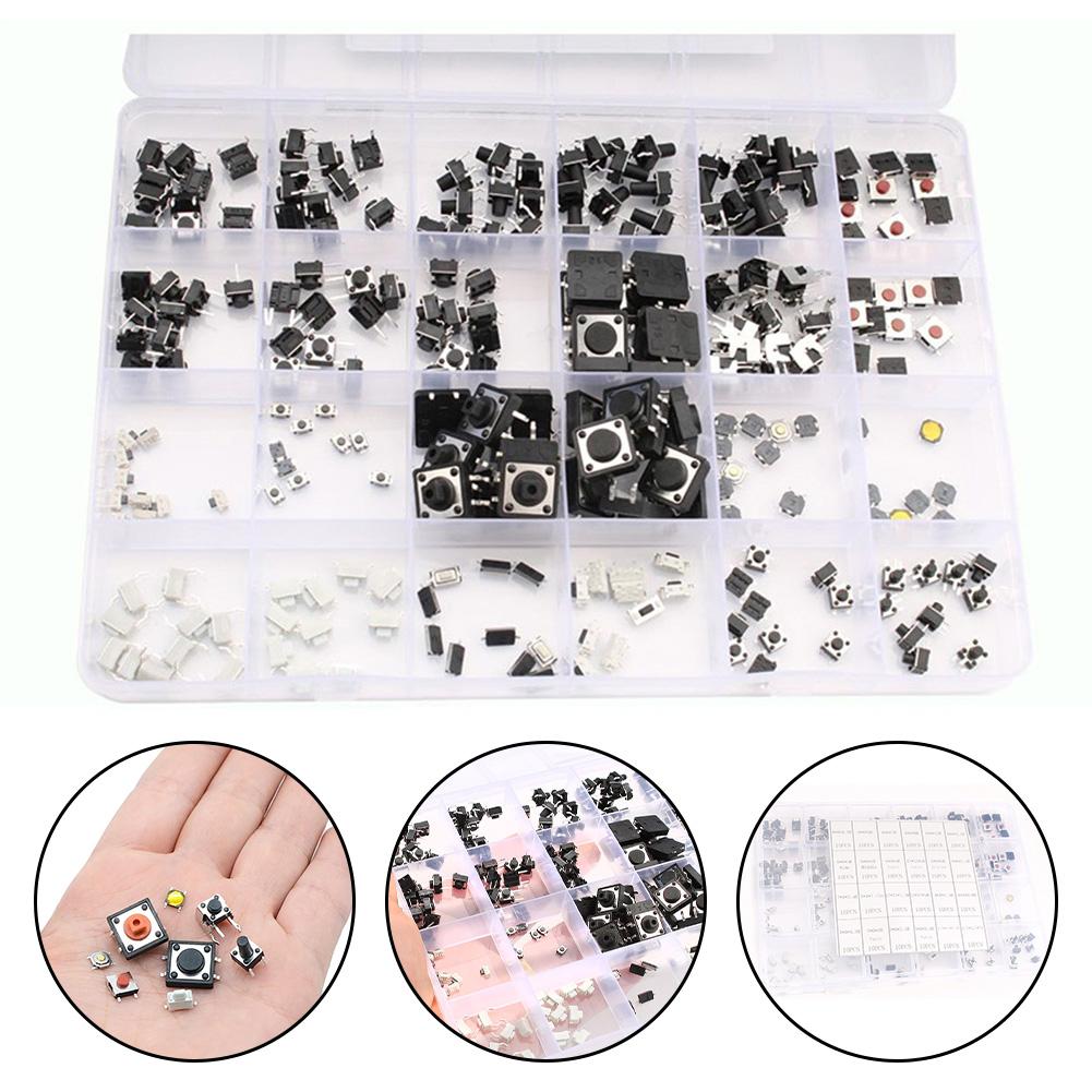 For Mini Switch Compatible Tactile Push Buttons 240 pcs 24 Value Types for Integration in Audio Equipment and Office Machinery