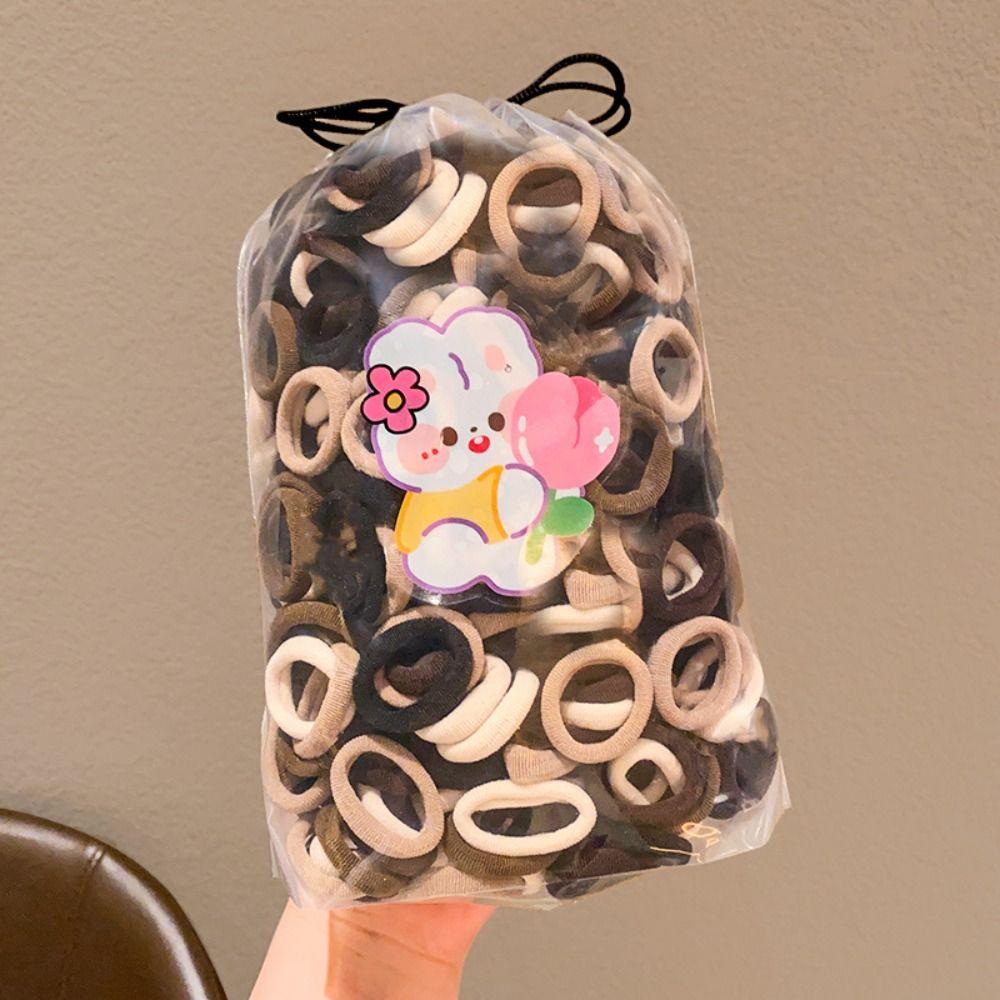 100 шт. Милый детский мини-комплект для волос, коричневый, черный, конфетного цвета, веревка для волос, аксессуар для волос для девочек