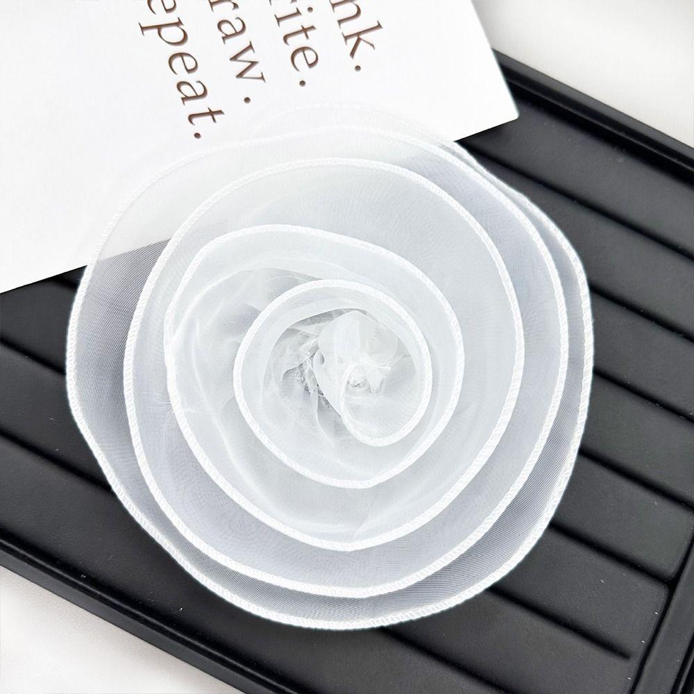 Handmade Rose Flower Brooch Multi-layer Yarn Organza Multi-Layer Floral Brooch for Women