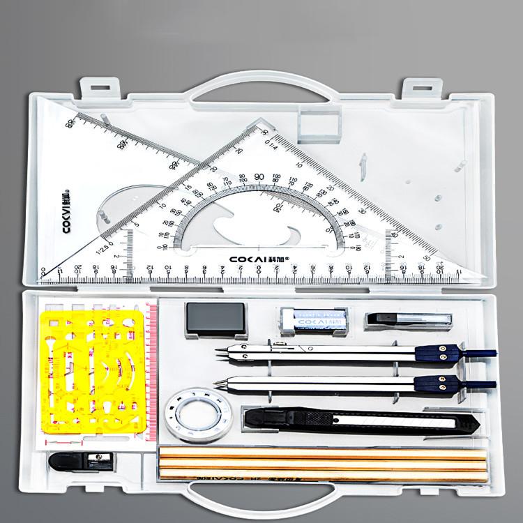 Mechanical Engineering Drafting Drawing Tool Set Industrial Design Toolkit with Pencil Sharpener Art Knife Rulers Compass Drawing Template