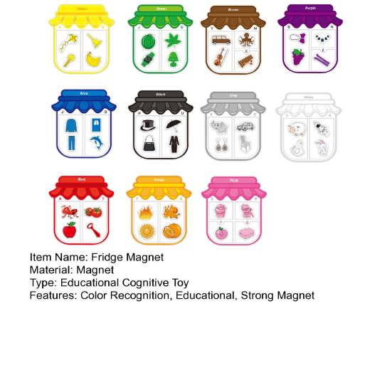 1 комплект, красочная банка, магнит на холодильник, еда, распознавание фруктов, ювелирные изделия в виде животных, сортировка цветов, обучающий холодильник