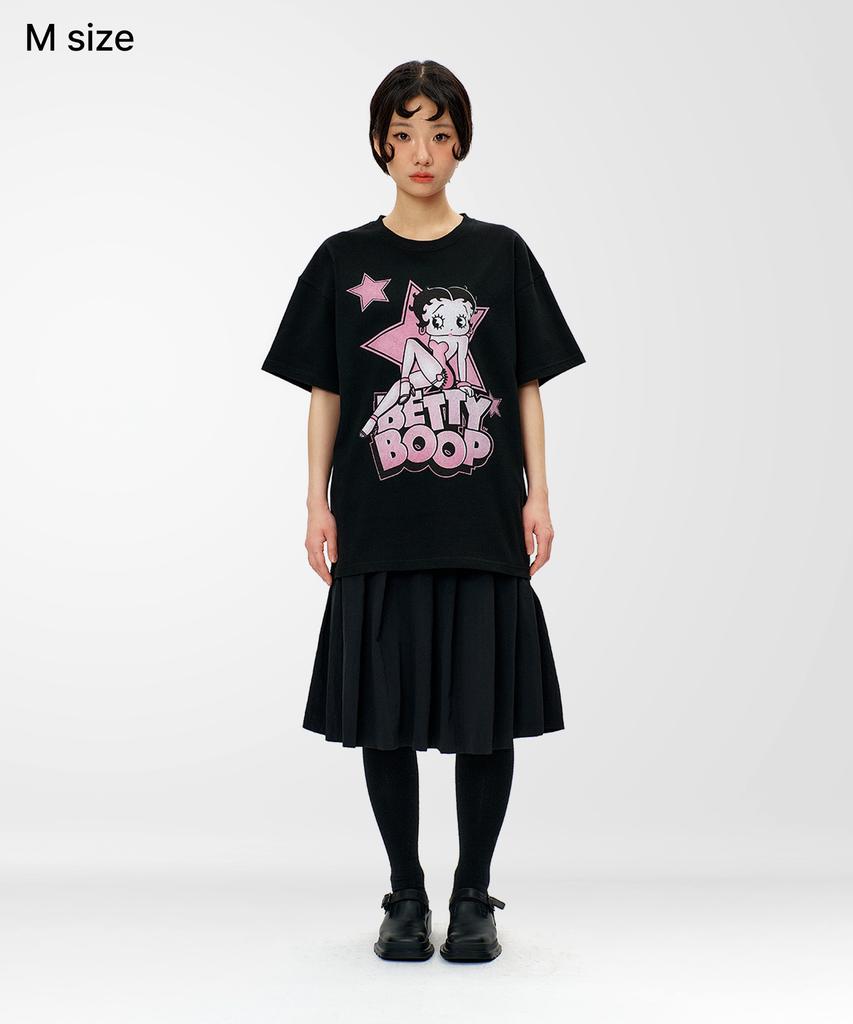LAUGHER [Betty Boop] Star T-Shirt - Black