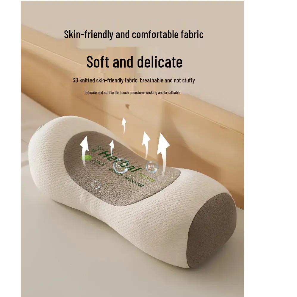 Buckwheat Neck Support Pillow - Cylindrical, Firm, for Adult Sleep and Neck Protection.