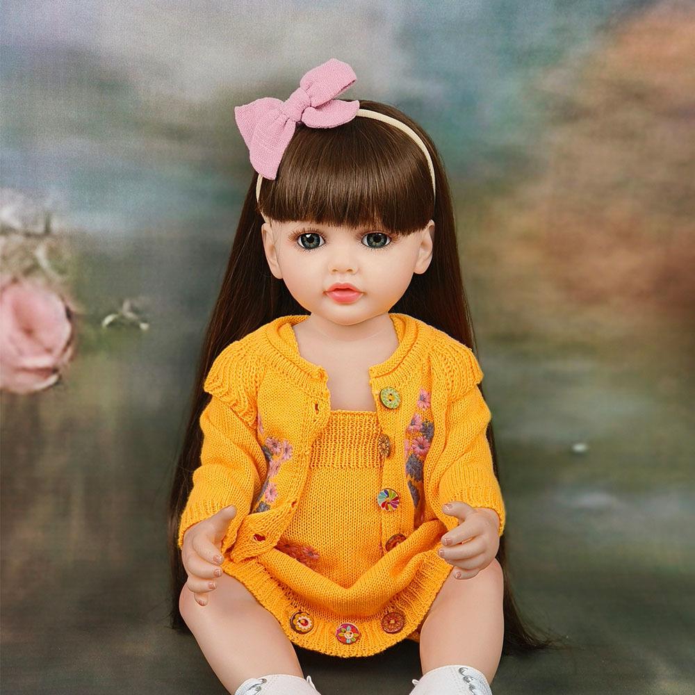 Очаровательная кукла Betty Reborn для детей от 3 лет и старше, 22 дюйма, 55 см, силиконовая, на все тело, с длинными наклеенными волосами, принцесса, реалистичная кукла для новорожденных, игрушки