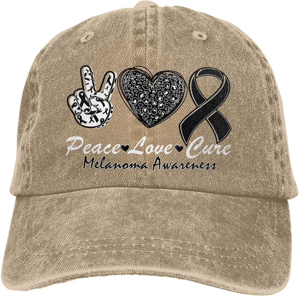 Кепка с информацией о меланоме Peace Loves Cure Женская бейсболка в подарок Ковбойские шляпы Четыре сезона Джинсовая кепка Унисекс Кепка Повседневная один размер