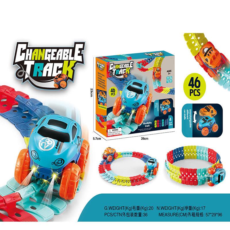 Electric Racing Car Track Toys with Flexible DIY Racing Assembly Track with Light Anti-gravity Track Bendable Vehicle Gifts