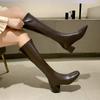 Long Boots Women 2024 New Boots Spring and Autumn Casual 5cm Thick Heel Solid Knee High Knight Women Shoes