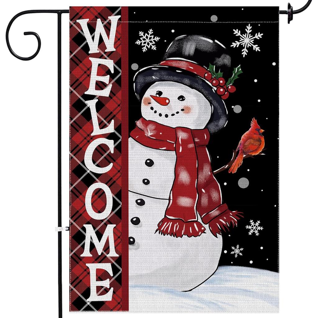 Garden Flag Featuring a Snowman for Christmas, a Double-Sided Winter Decoration Measuring , Perfect for Outdoor Farmhouse Decor And Welcoming Signs