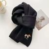 Winter new solid color fashion embroidery puppy couple scarf Internet celebrity college style imitation cashmere scarf