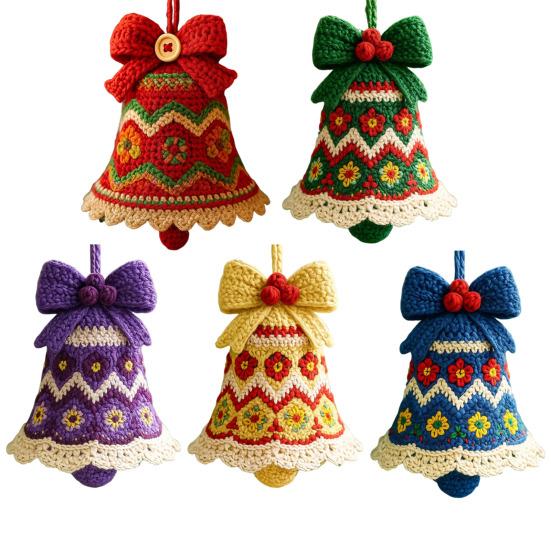 1/5 шт. Рождественский колокольчик ручной работы, вязаный Санта-Клаус, вязаный крючком, праздничное украшение, домашний сезонный декор