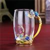 Rose Flower Embossed Glass Enamel Water Cup Cute Gift Glass Water Cup