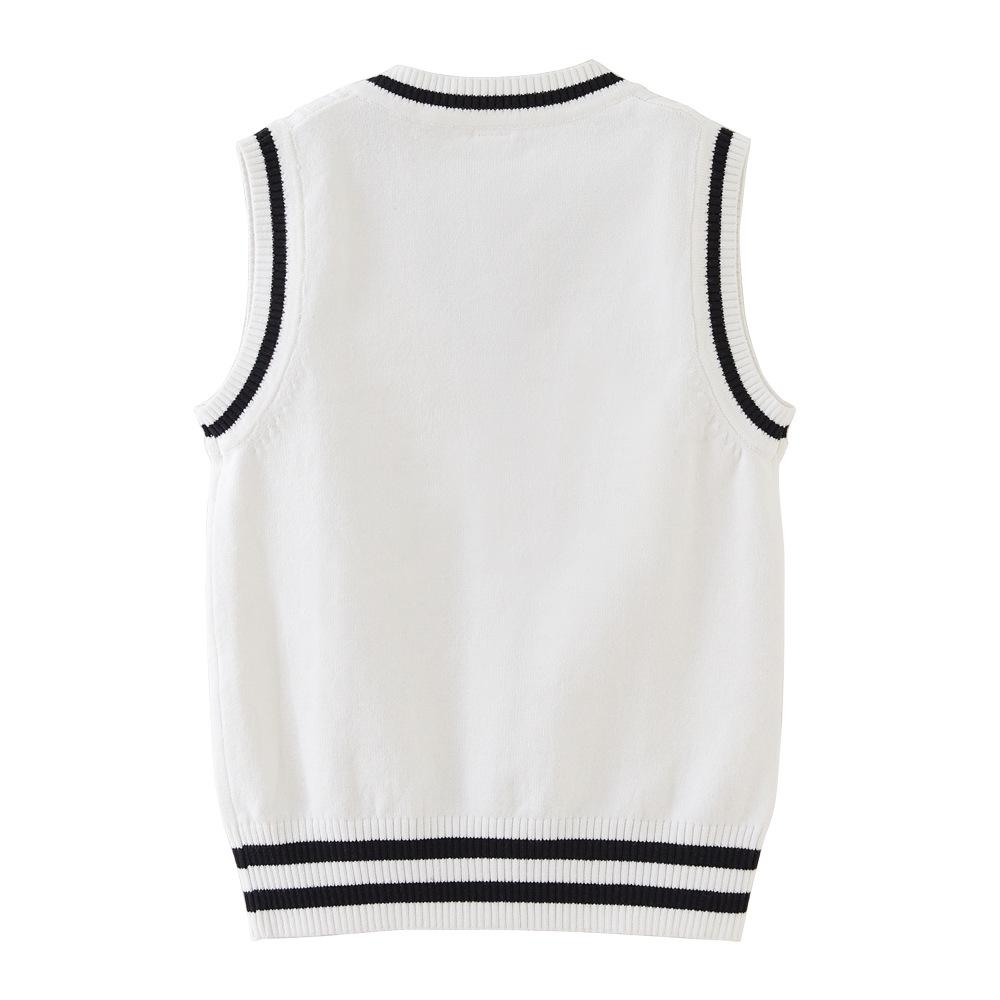Korean Spring and Autumn Twisted V-neck Children's Knitted Vest Primary and Secondary School Uniform Boys and Girls Sweater Vest
