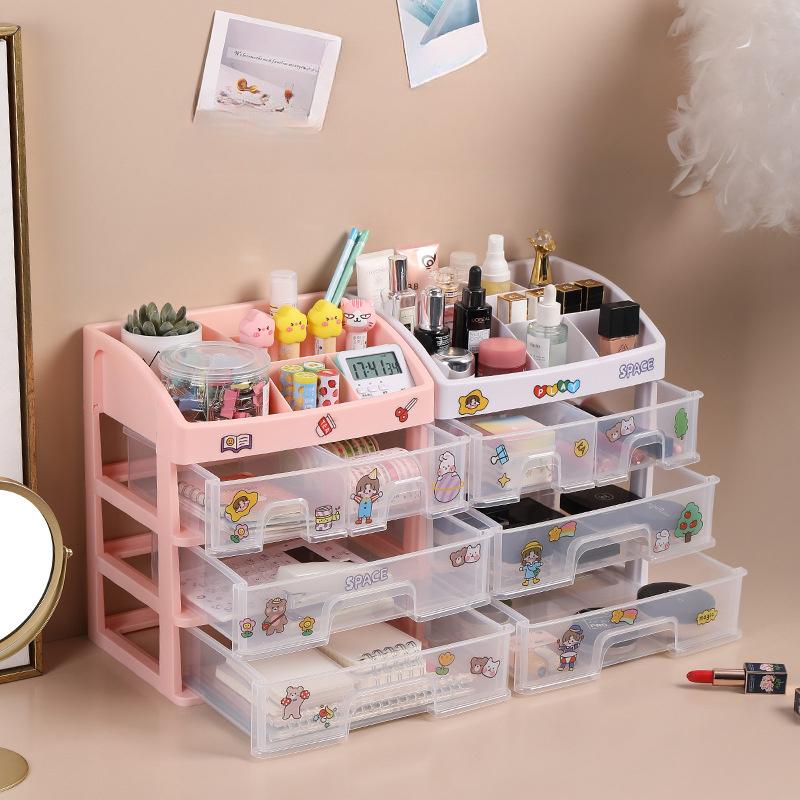 Многослойный ящик для хранения косметики, органайзер для ящиков для косметики, контейнер для косметики для ювелирных изделий, лака для ногтей, настольный ящик для хранения всякой всячины